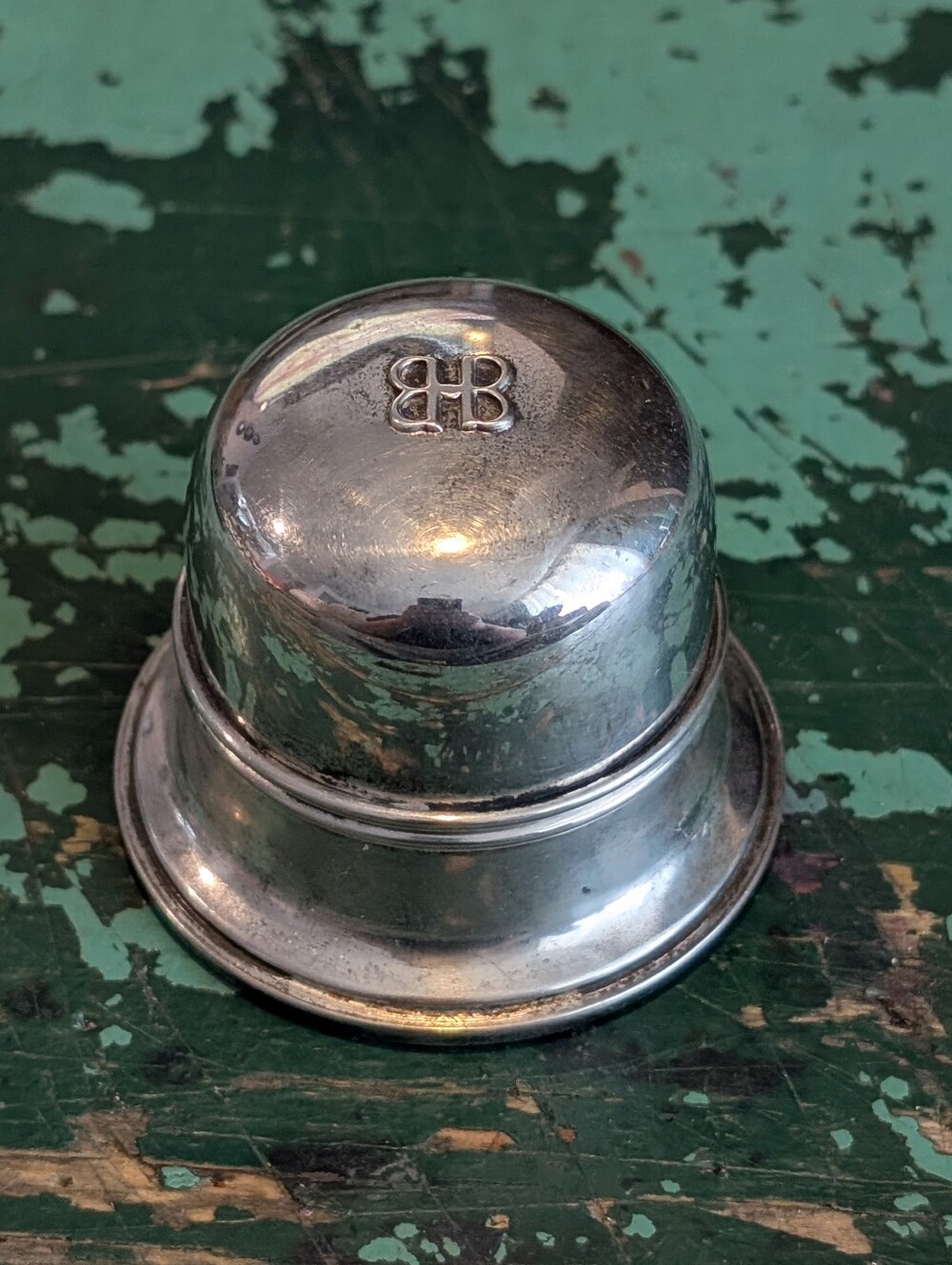 Vintage Birks Regency Silver Plate Domed Ring Box - 'BB' Double B.